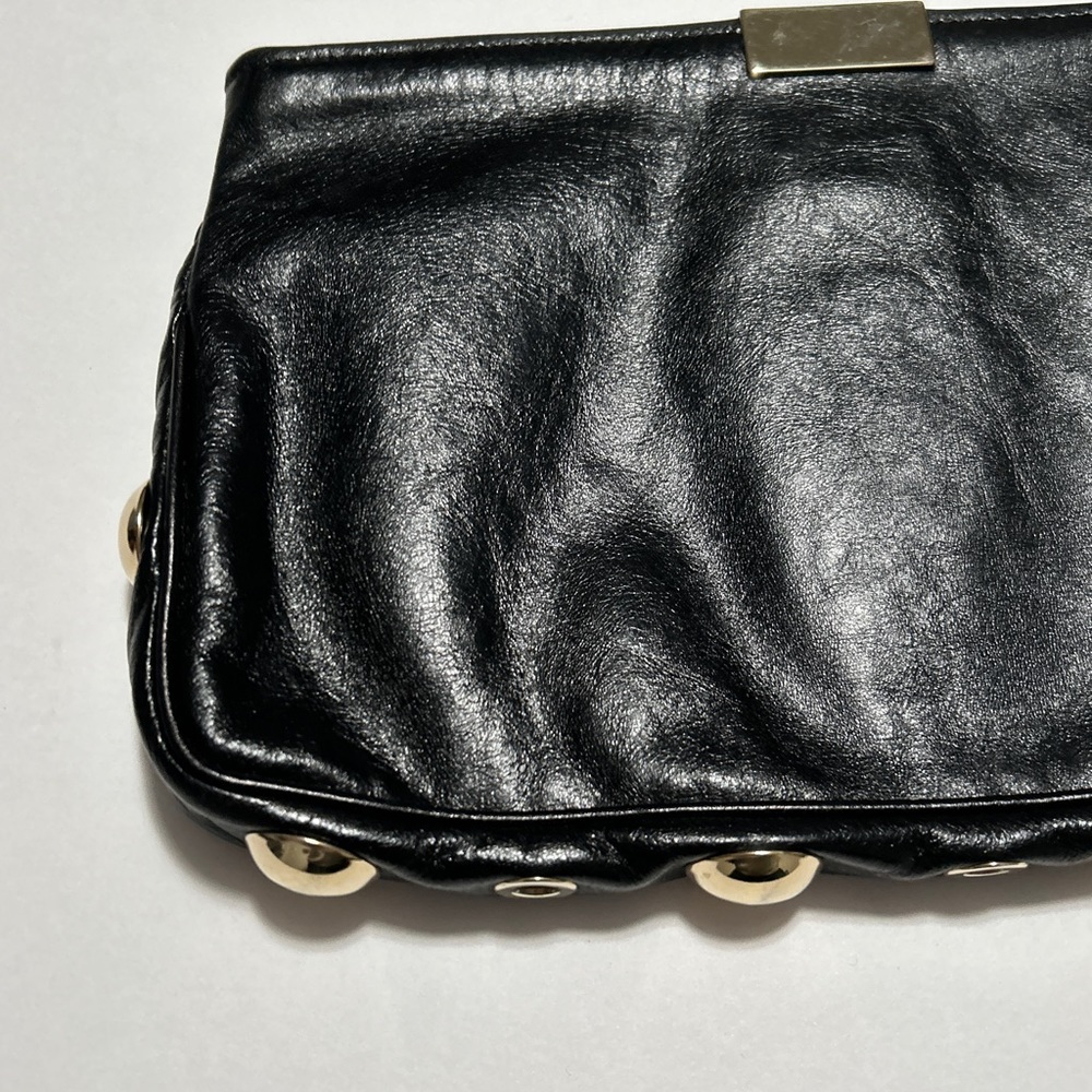 Jimmy Choo Clutch Bag Patent Leather Crinkled Zulu Grommet Embellished - Picture 7 of 16